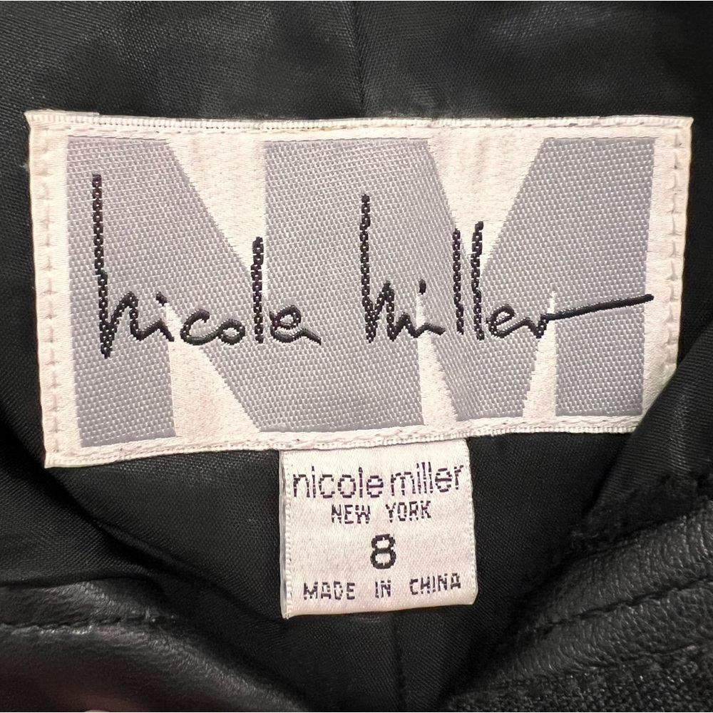 Nicole Miller New York 100% Leather Pants High Rise Straight Leg Black Y2K, 8 - Picture 5 of 14